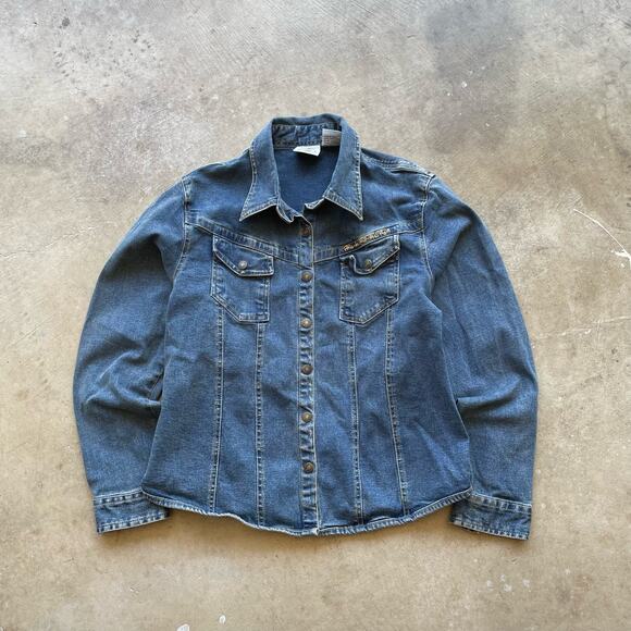 VINTAGE HARD ROCK CAFE COTTON DENIM JACKET WOMENS SMALL - Picture 1 of 5